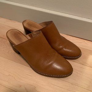 Madewell Leather Mule Heels - Brown Leather - size 8